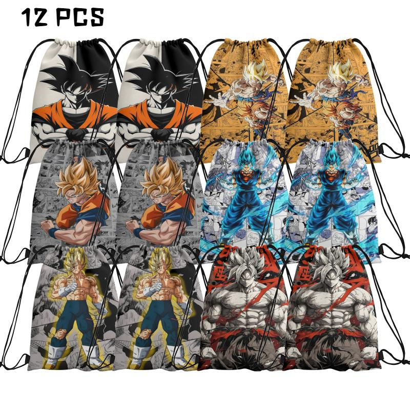 Tiruiarec 12 Packs Dragon Ball Candy Drawstring Bag Drawstring Goodie Favor Bags for Boys and Girls Cartoon Birthday Party Decorations